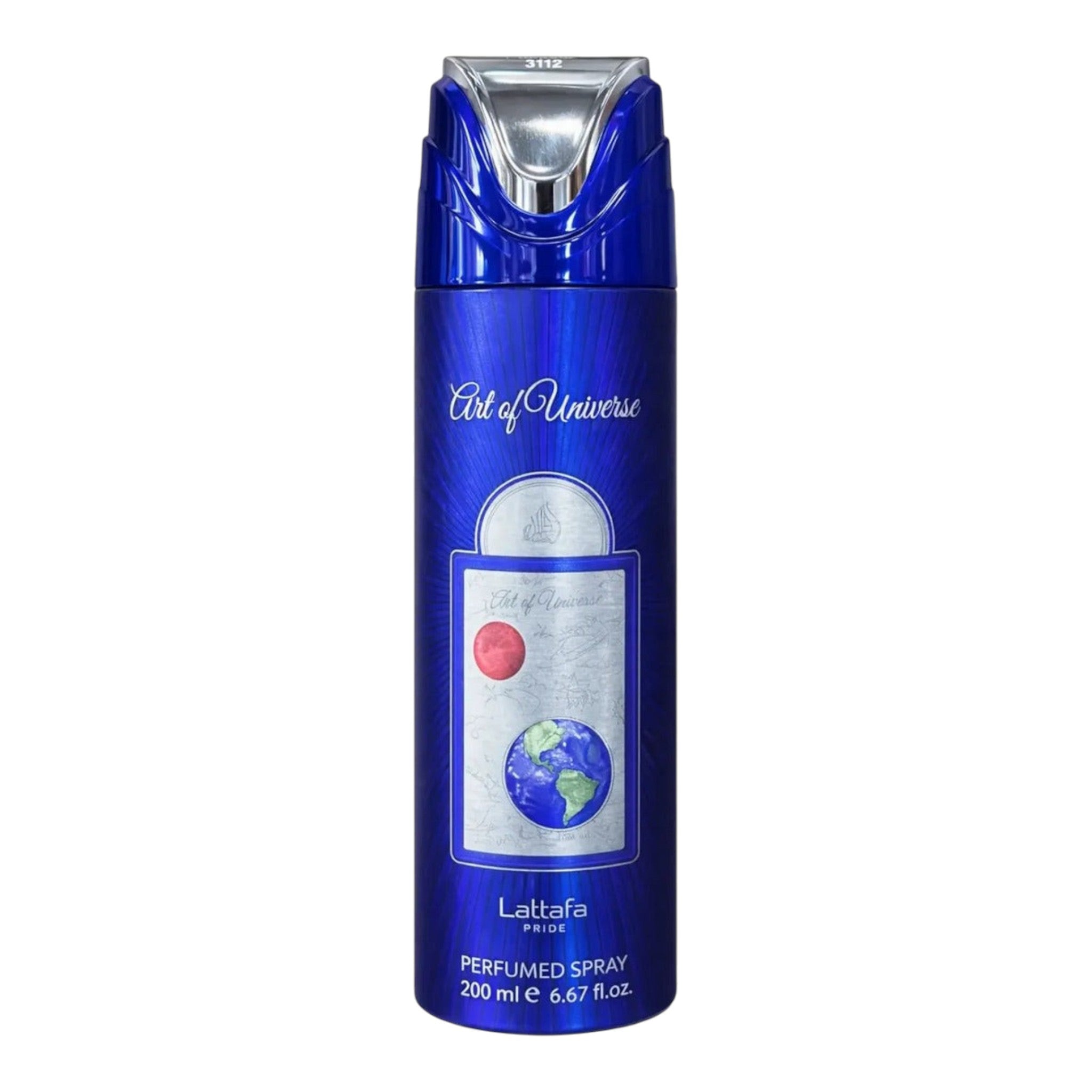 Unique Clothes Art of Universe unisex body spray in a blue 200ml aerosol can with planetary design