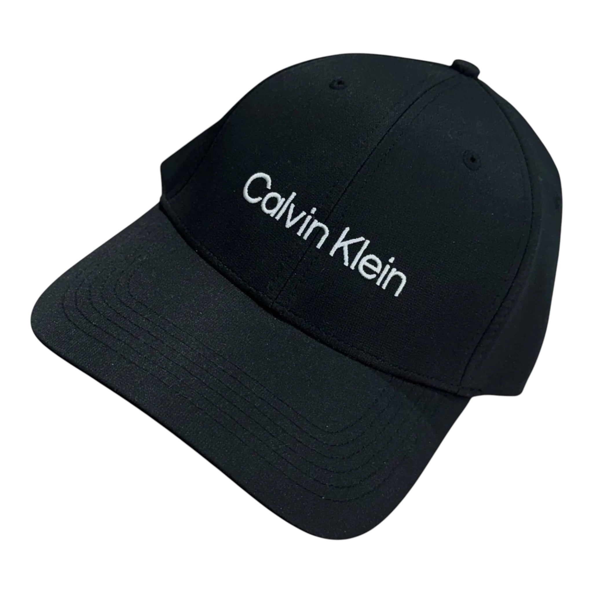 Unique Clothes black Calvin Klein baseball cap with white embroidered logo on the front panel