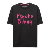 Unique Clothes black Psycho Bunny t-shirt with pink graffiti-style logo print on the chest