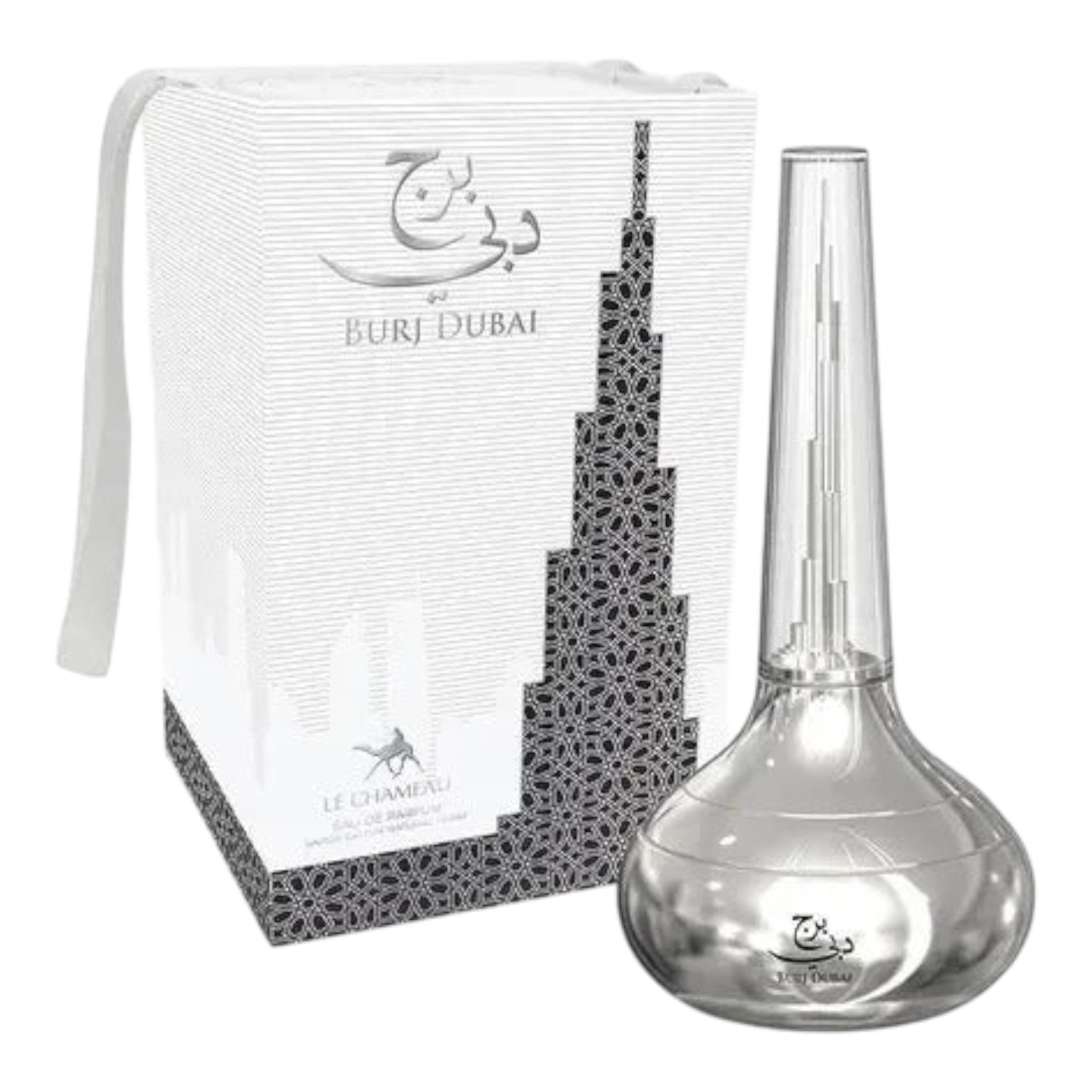 Unique Clothes Burj Dubai unisex eau de parfum bottle with its matching white and black architectural gift box