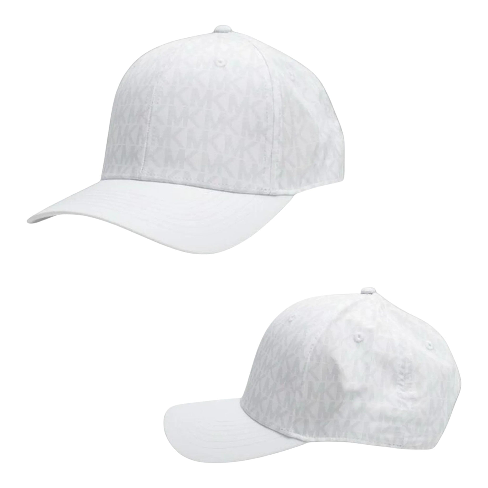 Unique Clothes Michael Kors white baseball cap featuring a subtle tonal monogram print and a structured brim.