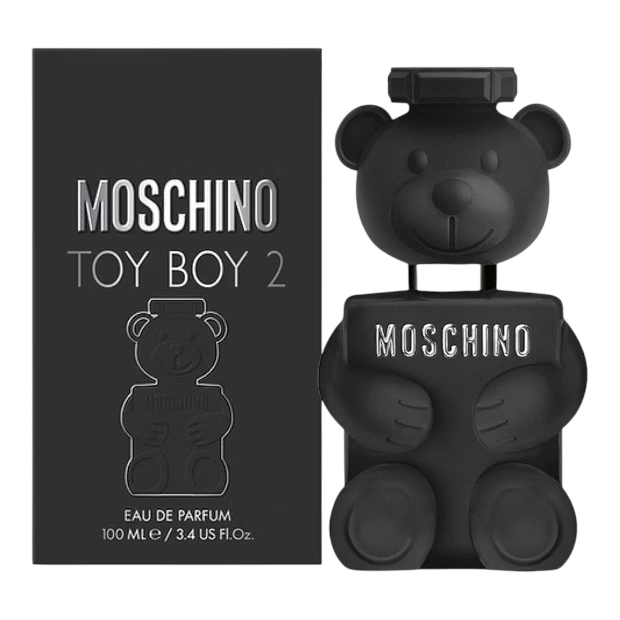 Unique Clothes Moschino Toy Boy 2 eau de parfum in a matte black bear-shaped bottle with matching gift box
