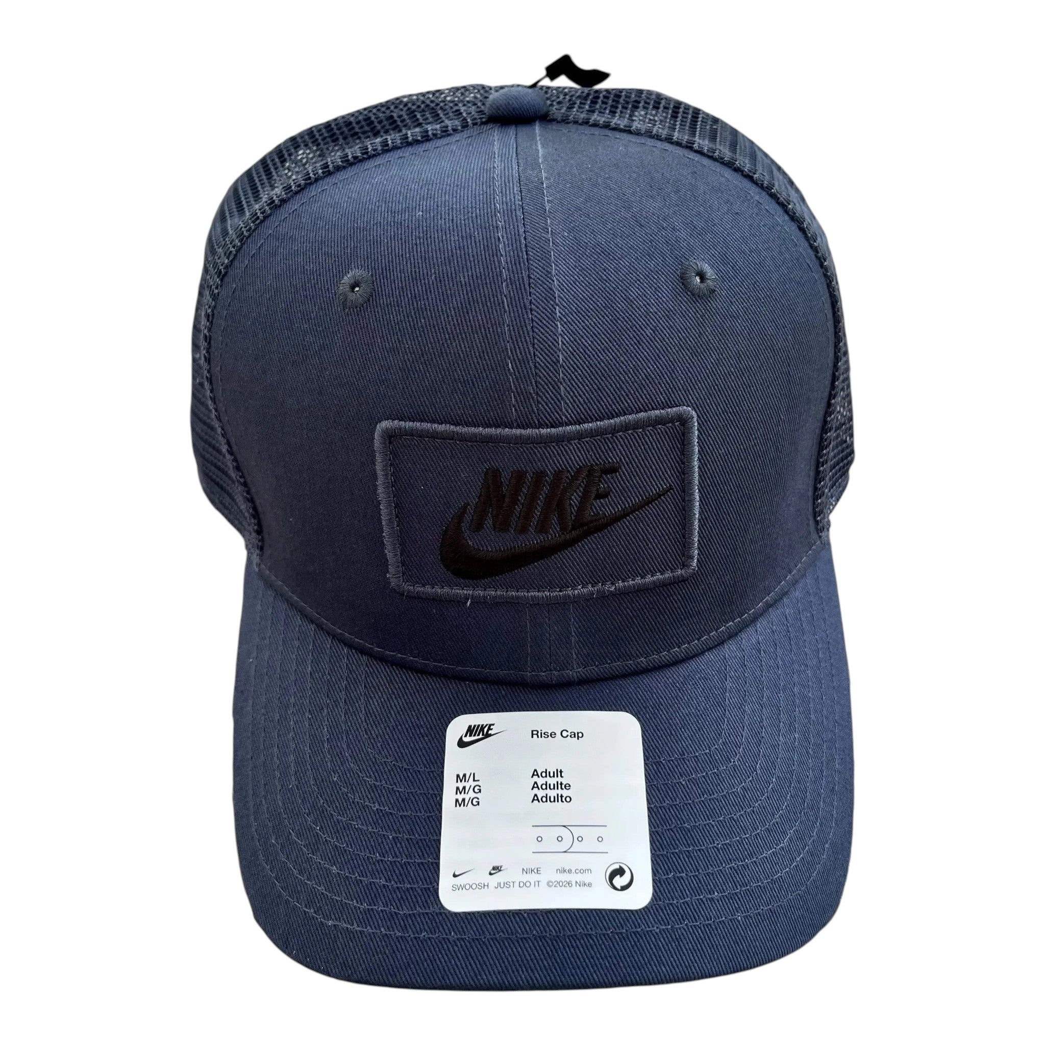 Unique Clothes Nike navy blue trucker cap with breathable mesh back and front logo patch