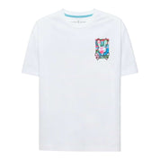 Unique Clothes Psycho Bunny white t-shirt featuring a colourful graphic logo on the chest